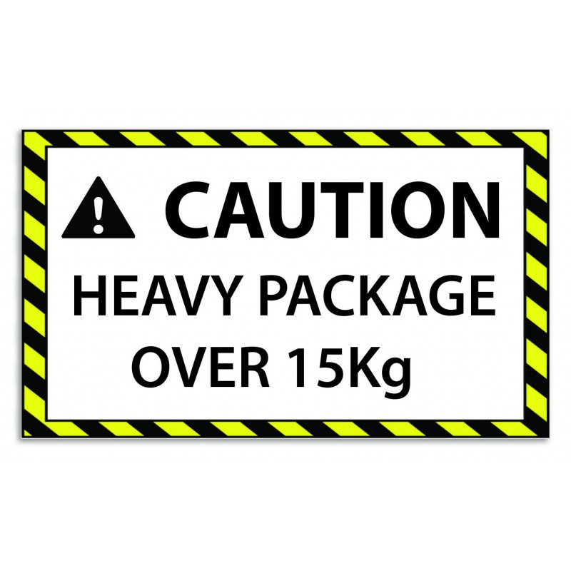 Caution Heavy Package Over 15kg Sticker For FBA Self Adhesive Easy Peel (Pack Of 75)